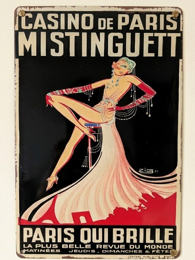 Casino de Paris Mistinguett Art Deco Retro Metal Sign | French Cabaret Wall Print