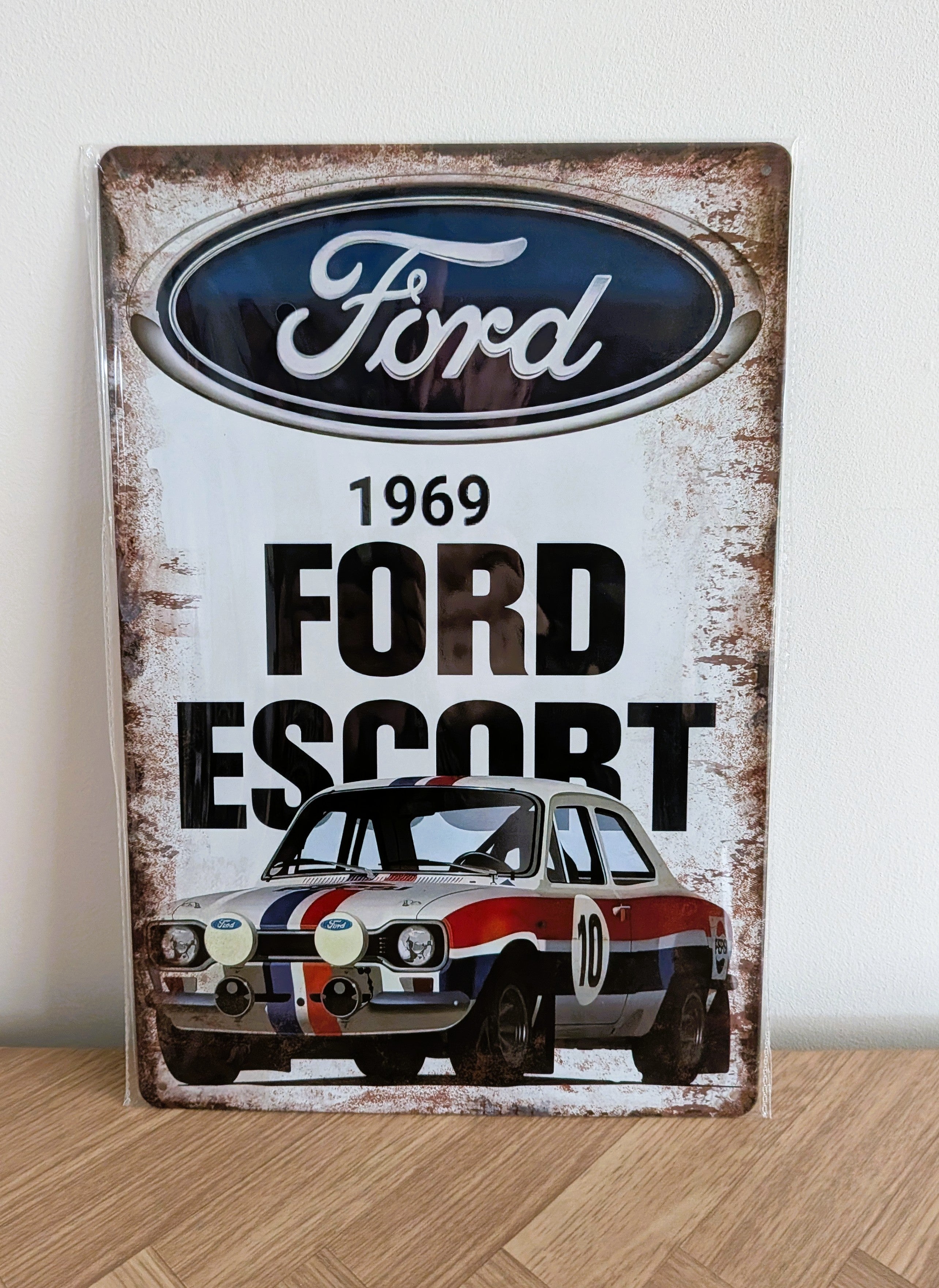 Vintage 1969 Ford Escort Mk1 Retro Metal Sign – Classic Rally Wall Art