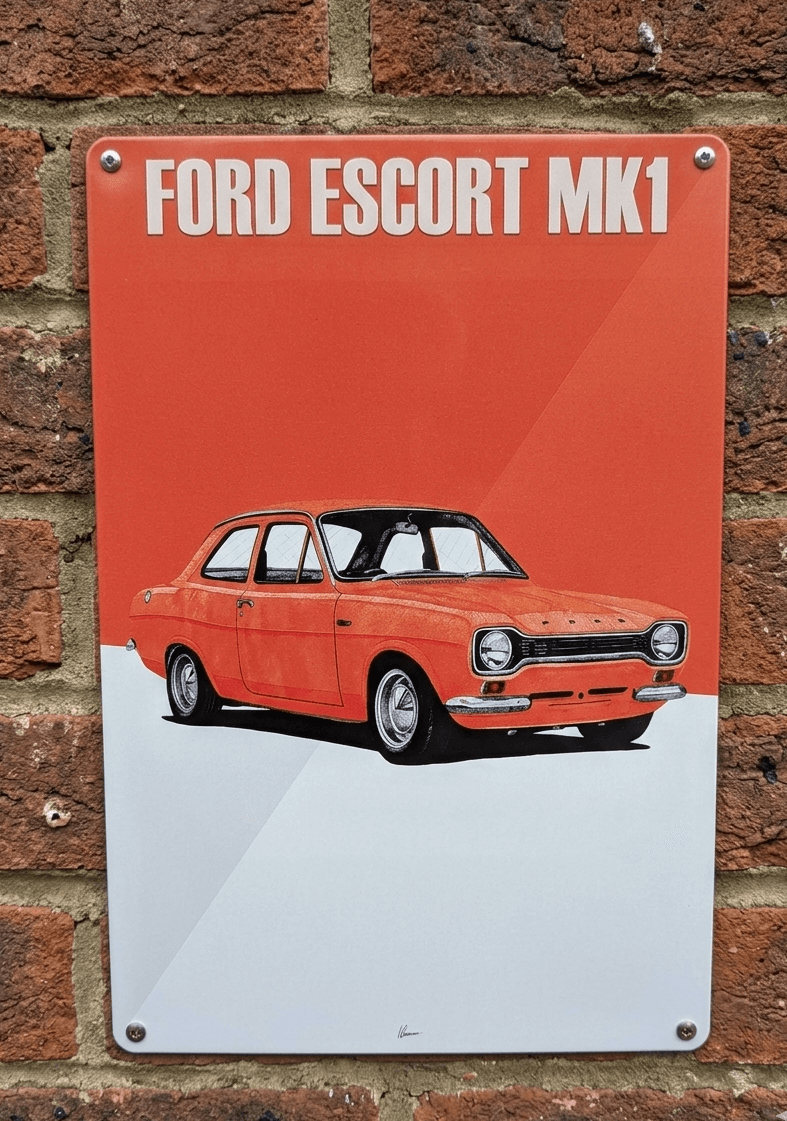 Classic Ford Escort MK1 Metal Sign – Vintage 1970s Saloon Car Wall Art