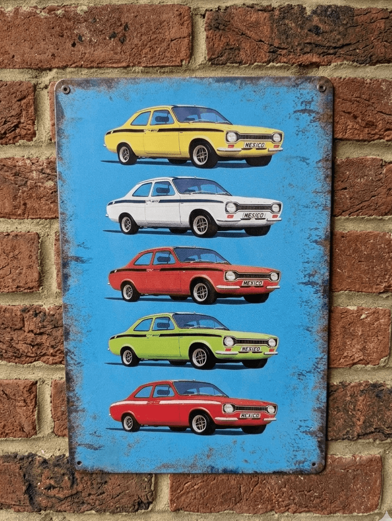 Ford Escort Mexico A4 Metal Sign – Classic MK1 Rally Car Wall Art Print