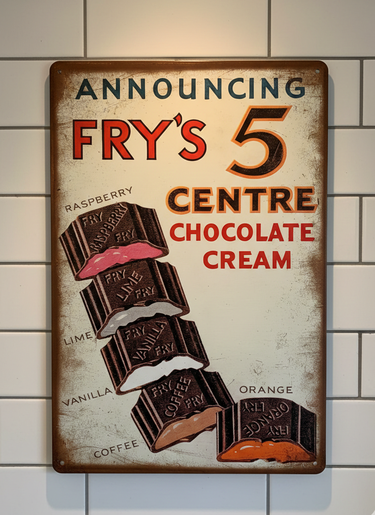 Vintage-style Fry's Chocolate Retro Metal Wall Sign