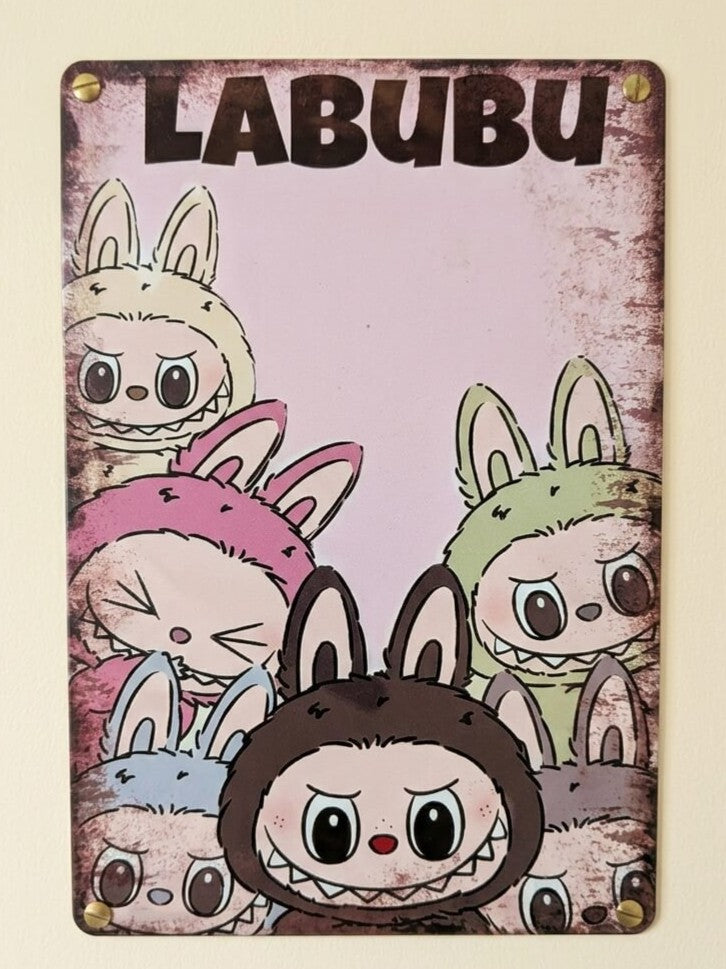 Labubu The Monsters Metal Sign | Pop Art Character Retro Wall Art Print Poster
