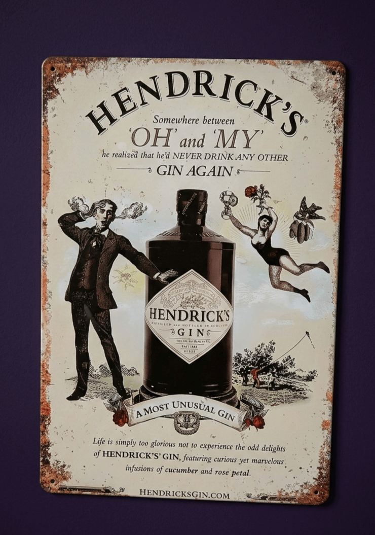 Hendrick’s Gin Retro Metal Sign – Home Pub Bar Wall Art Print