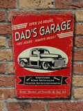 Dad's Garage Funny Retro Metal Sign | Car Garage Truck Wall Art Decor Gift