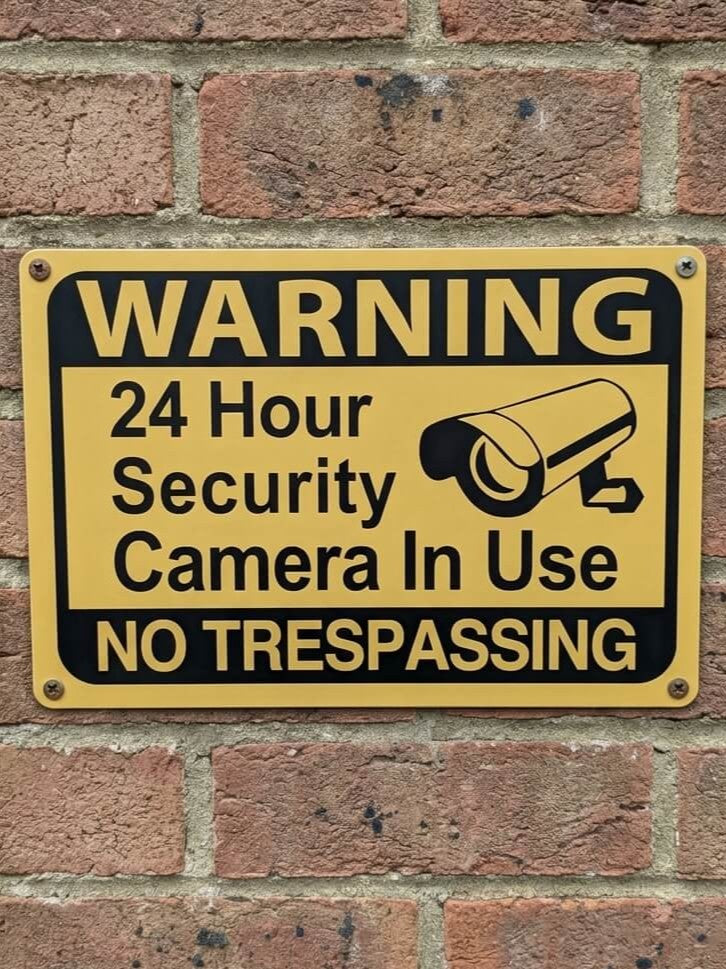 24 Hour Security Camera In Use Metal Sign | CCTV Warning Wall Plaque Print