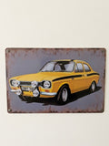Ford Escort Mk1 Retro Metal Sign | Yellow Rally Car Garage Wall Art Print Poster