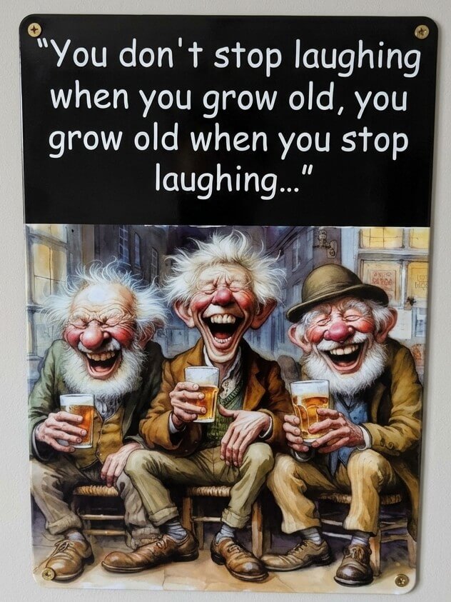 Don't Stop Laughing Funny Metal Sign | Pub & Home Bar Novelty Wall Art Print