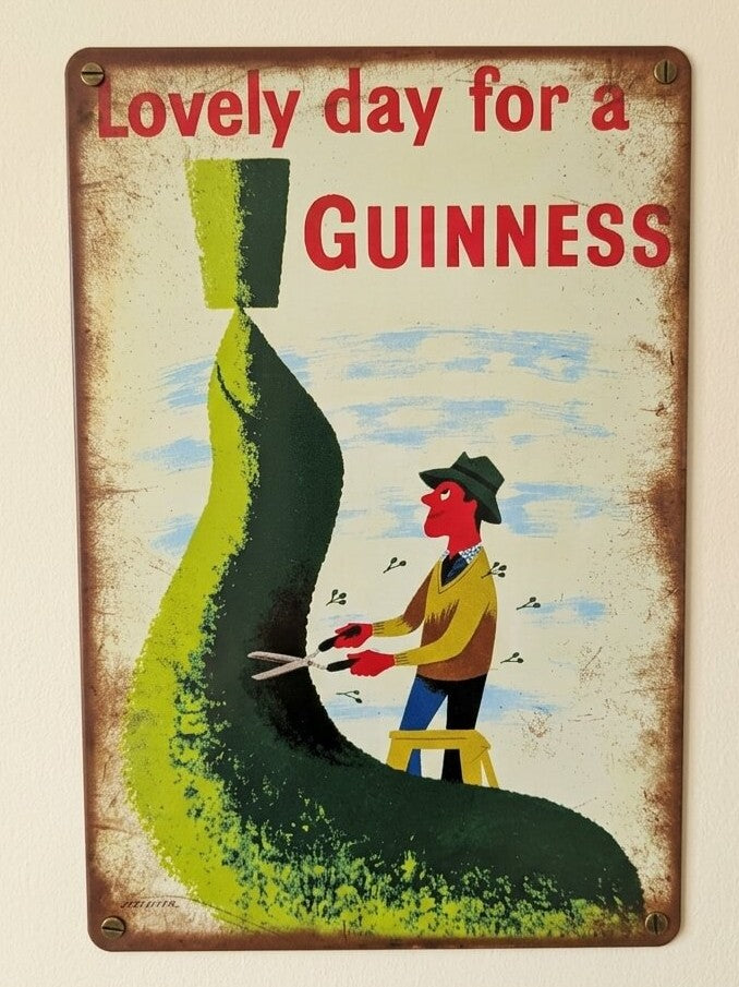 Lovely Day For A Guinness Retro Metal Sign | Garden Pub Bar Wall Art Print