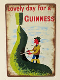 Lovely Day For A Guinness Retro Metal Sign | Garden Pub Bar Wall Art Print