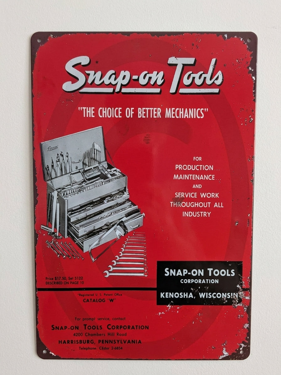 Snap-on Tools Retro Metal Sign | Car Garage & Workshop Wall Art Print Plaque