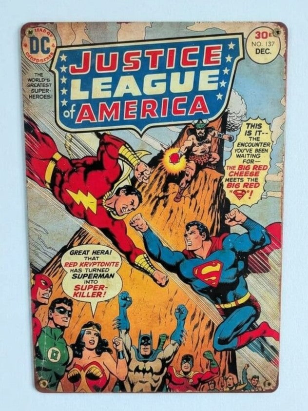 Justice League of America Comic Book Metal Sign | DC Superheroes Wall Art Print