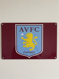 Aston Villa FC Crest Metal Sign | Claret & Blue Football Club Wall Art Print Poster