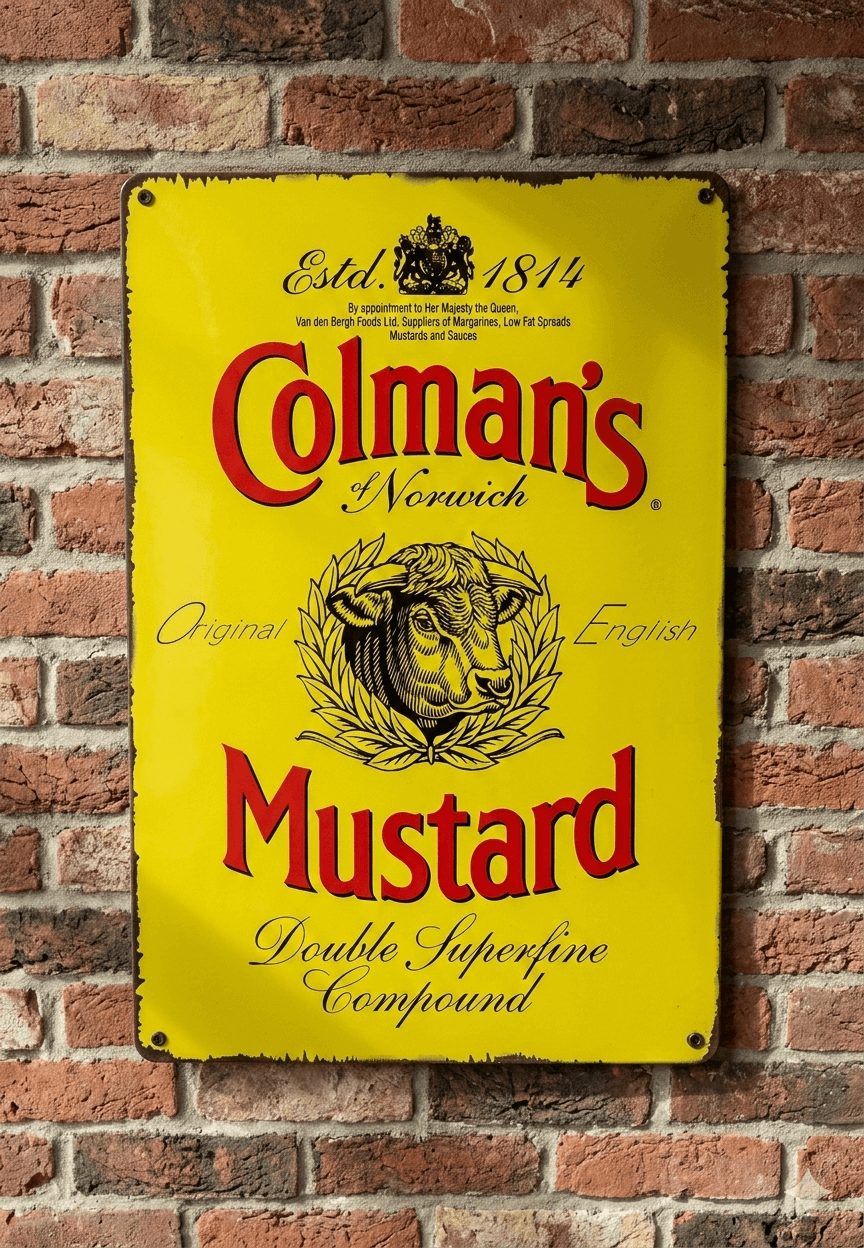 Colman’s Mustard Retro Metal Sign – Classic Kitchen Wall Art