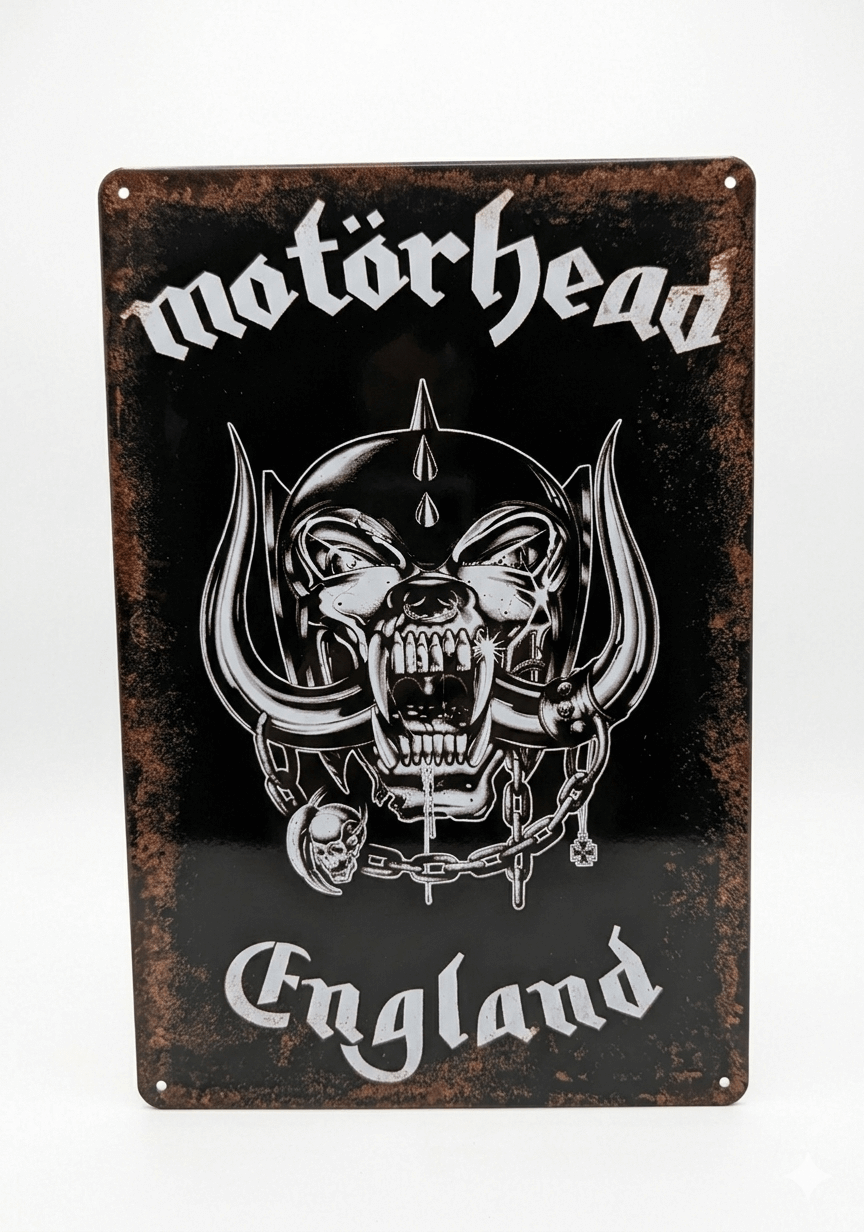 Motörhead "England" A4 Metal Sign – Retro Heavy Metal Band Wall Art