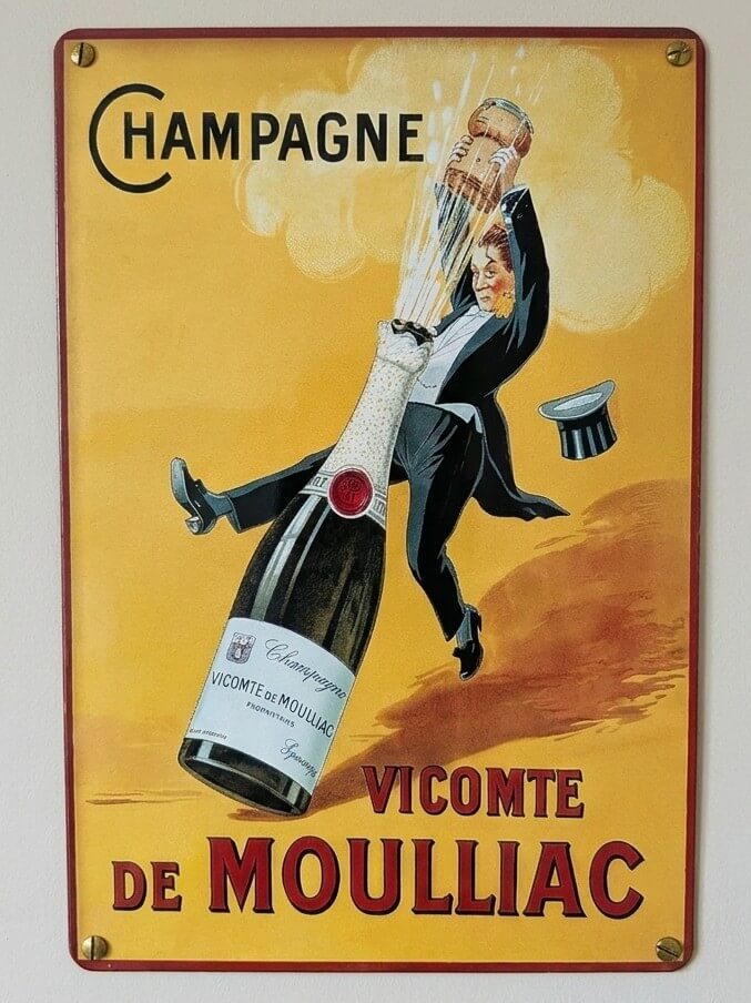 Champagne Vicomte de Moulliac Retro Metal Sign | Home Bar Poster Wall Art
