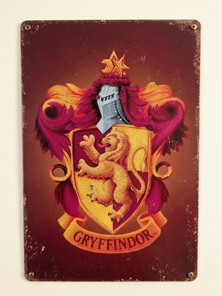 Gryffindor House Metal Sign | Wizarding World Harry Potter Wall Art Poster