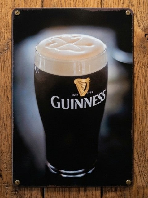 Guinness Perfect Pint Retro Metal Sign | Irish Pub Home Bar Wall Art Print Gift