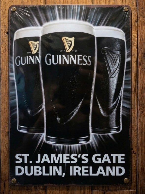 Guinness St. James's Gate Dublin Retro Metal Sign | Irish Pub Wall Art Print Poster