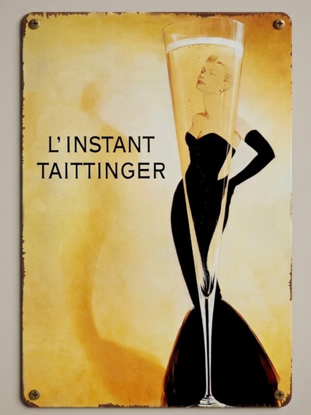L'Instant Taittinger Champagne Retro Metal Sign | Home Bar Poster Wall Art Decor