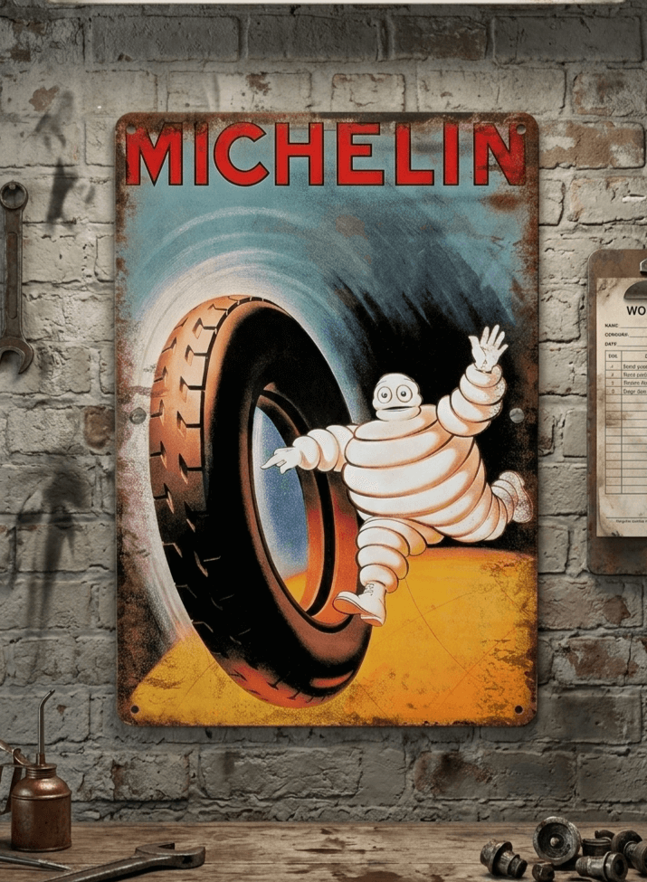 Michelin Man Retro Metal Sign – Classic Bibendum Tyre Garage Wall Art