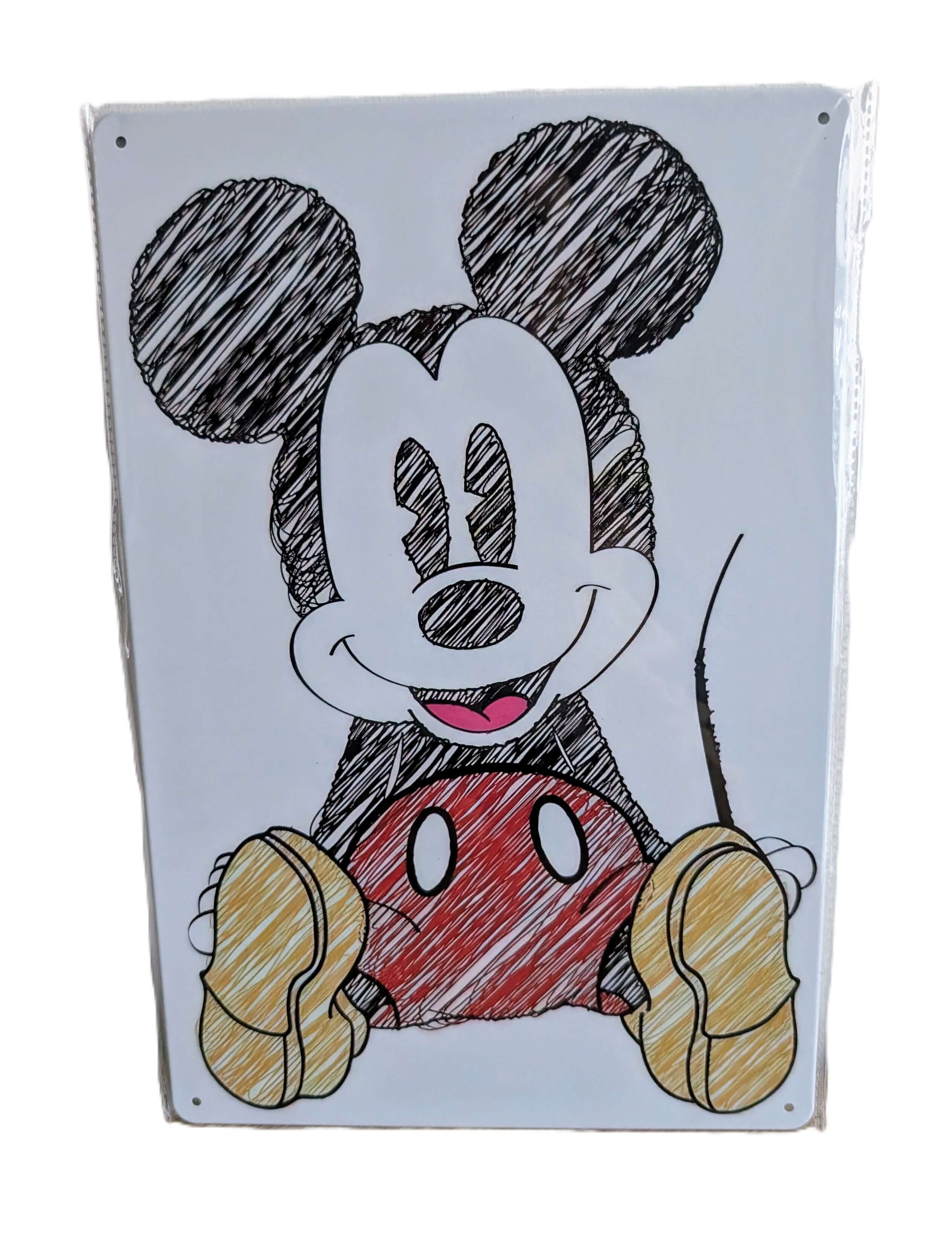 Mickey Mouse Sketch Art Metal Sign – Modern Disney Animation Wall Decor