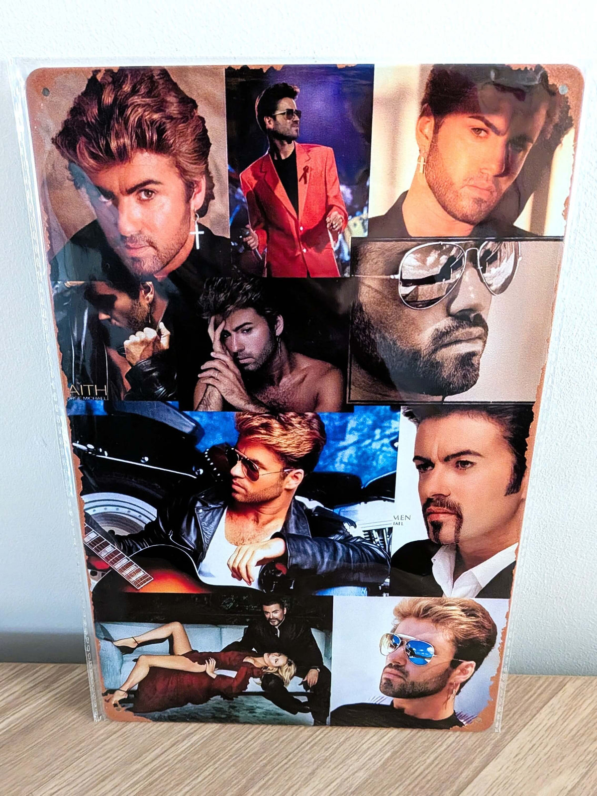 George Michael Retro Metal Sign | 1980s Pop Icon Photo Music Wall Art Poster