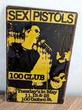 Sex Pistols 100 Club Gig Poster Retro Metal Sign | Punk Rock Music Wall Art Print