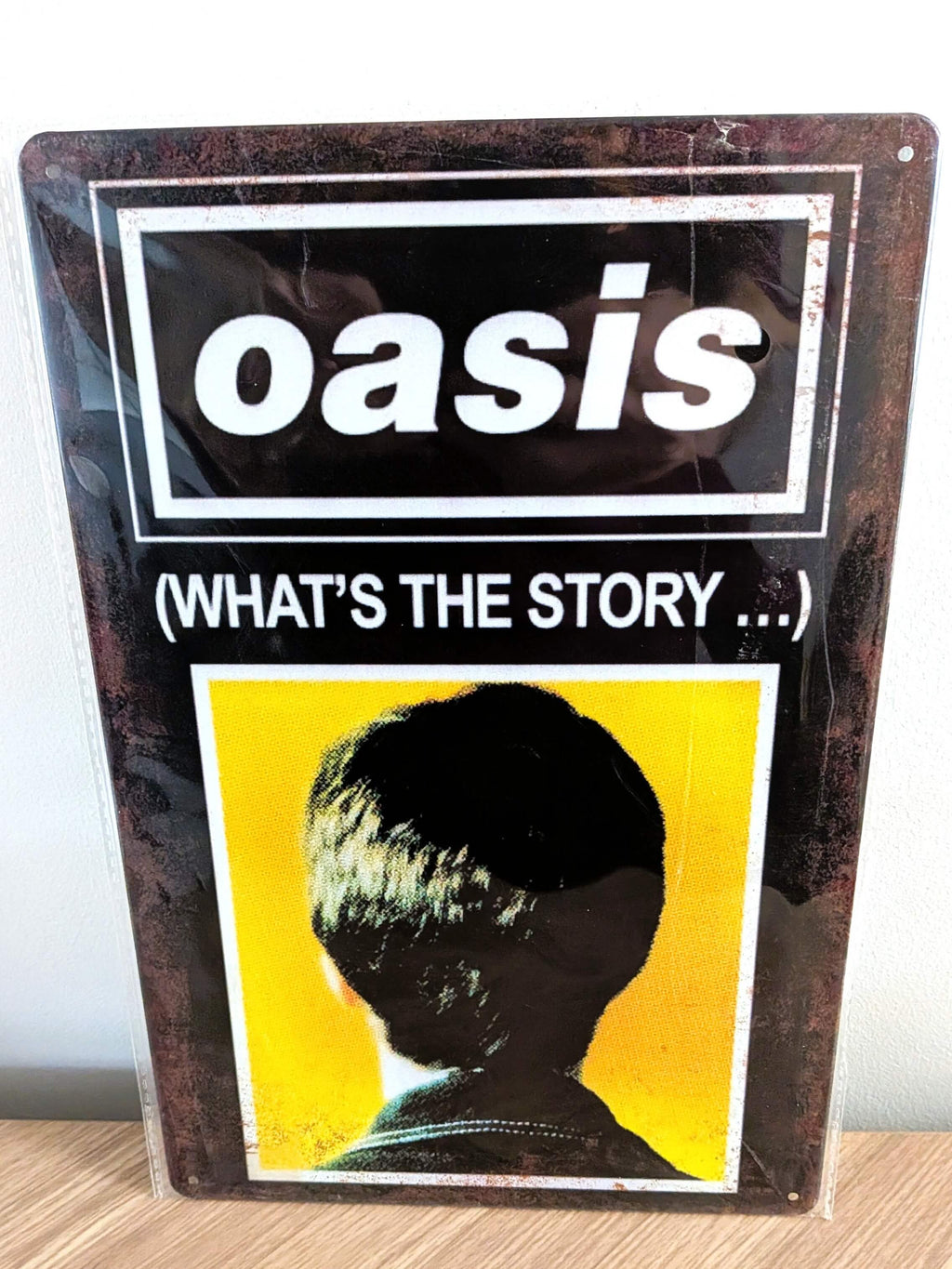 Oasis (What's The Story...) Retro Metal Sign | Britpop Music Wall Art Print Poster