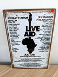 Live Aid 1985 Concert Poster Retro Metal Sign | Wembley & JFK Stadium Rock Wall Art