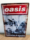 Oasis Cigarettes & Alcohol Retro Metal Sign | Britpop Poster Wall Art Decor