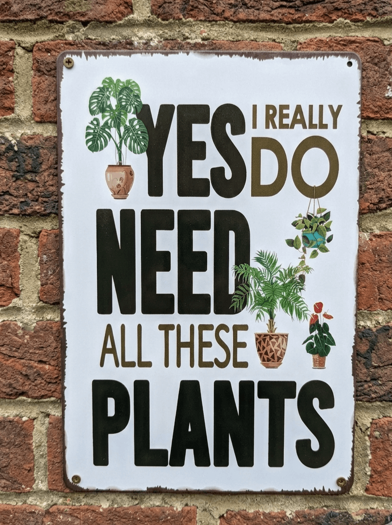 Yes I Need These Plants Metal Sign | Funny Wall Art Print