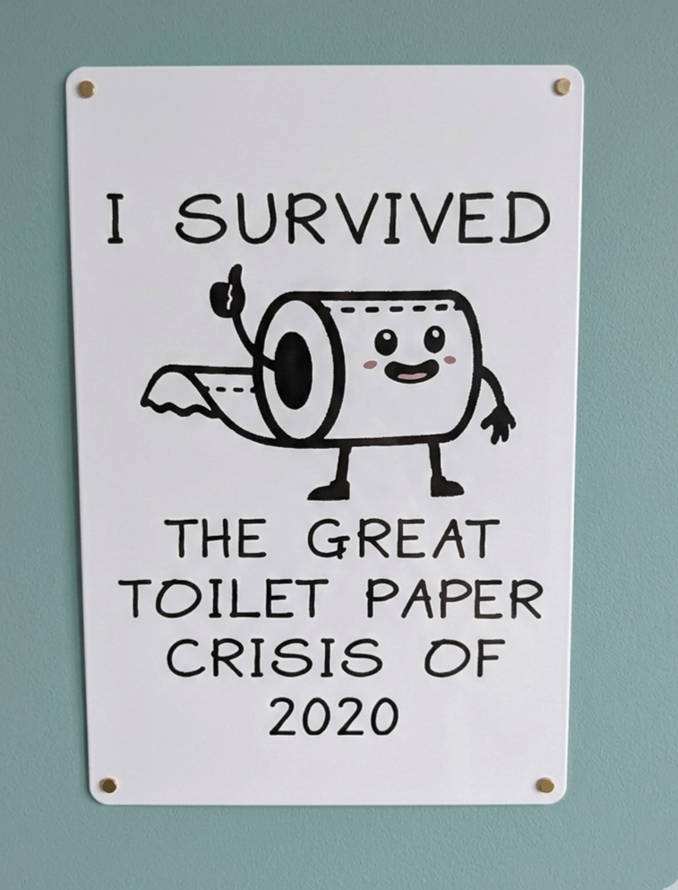 Funny "I Survived" Toilet Paper Crisis Retro Metal Sign – Bathroom Wall Art