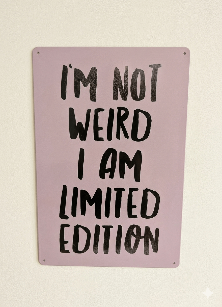 "I'm Not Weird, I Am Limited Edition" Metal Sign – Funny Quote Wall Art