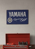 Yamaha Factory Racing Motorcycle Metal Sign - Retro Garage Wall Art