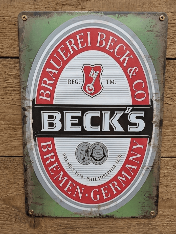 Beck's Beer Retro Metal Sign | German Lager Brewery Pub Bar Wall Art Decor