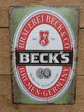 Beck's Beer Retro Metal Sign | German Lager Brewery Pub Bar Wall Art Decor