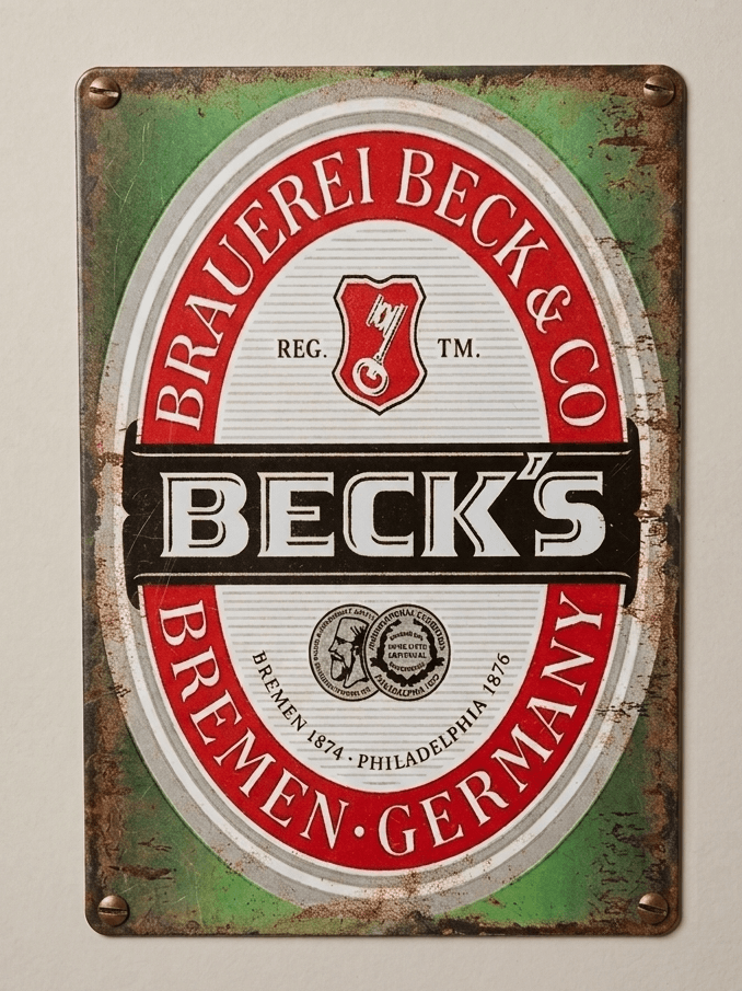 Beck's Beer Retro Metal Sign | Brewery Pub Wall Art Home Bar Print Poster