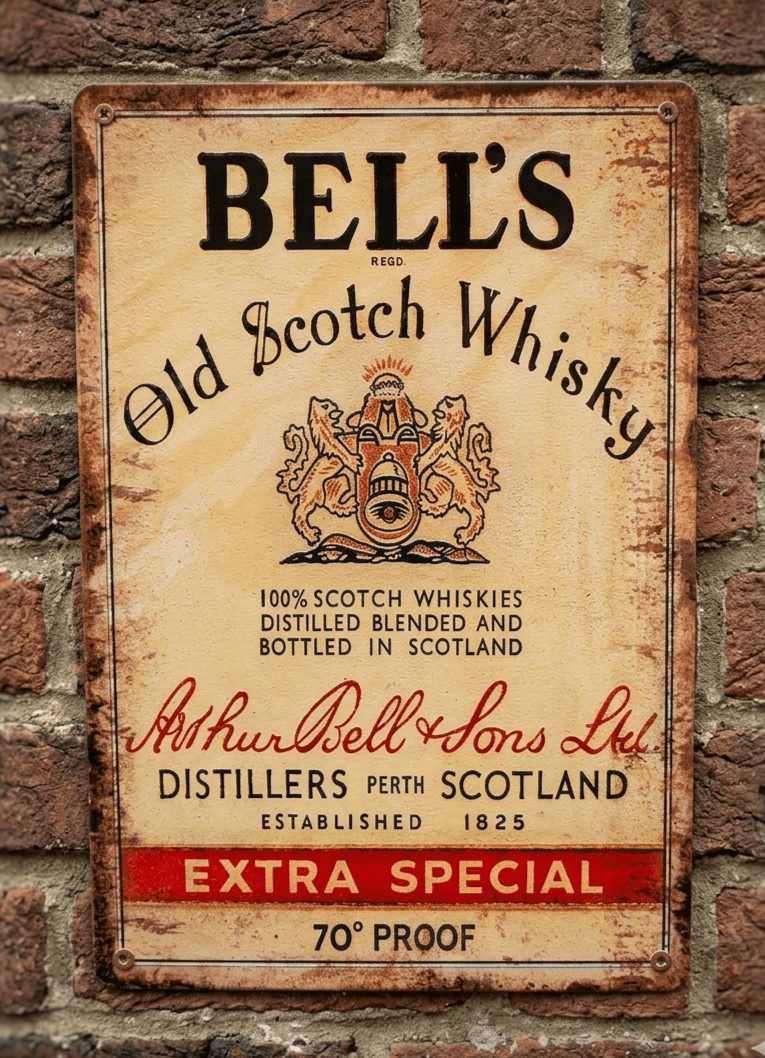 Bell’s Old Scotch Whisky Metal Sign – Retro Scottish Pub & Bar Wall Art
