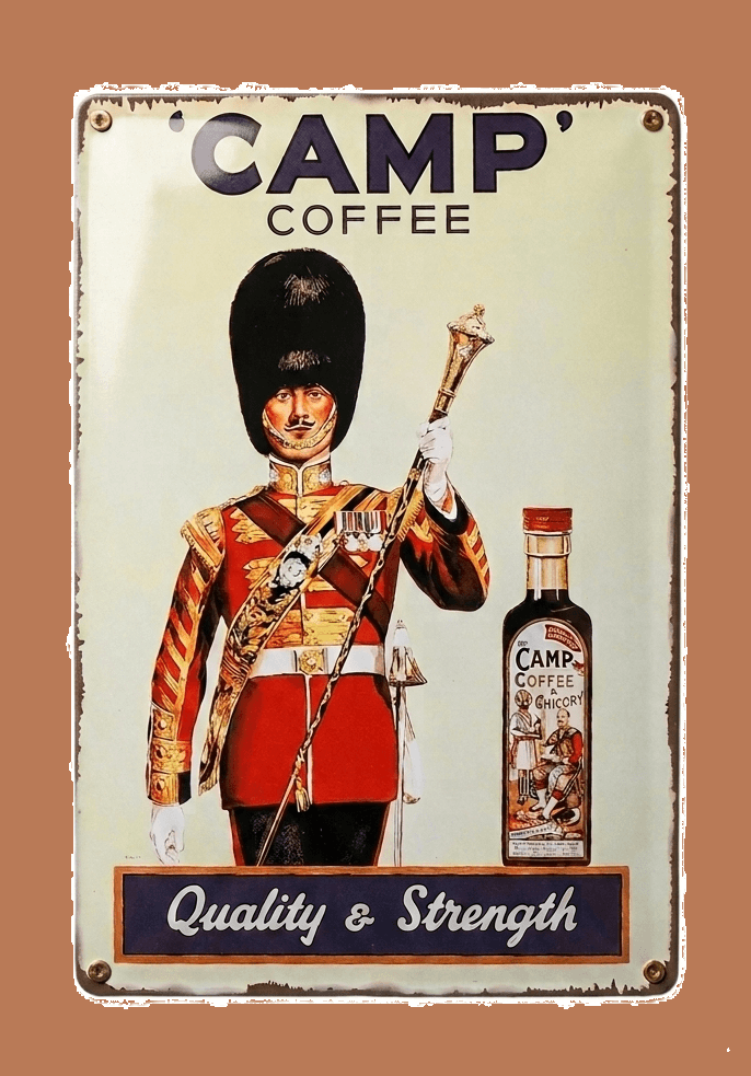 Camp Coffee Retro Metal Sign | Cafe Shop Advertising Wall Decor Art Print