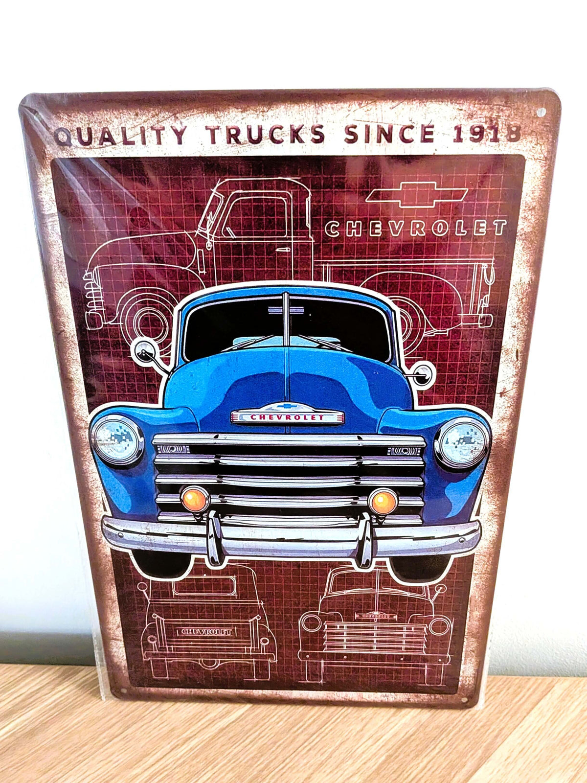 Chevrolet "Quality Trucks Since 1918" Retro Metal Sign | Classic Pickup Garage Wall Art
