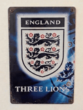 England Three Lions Football Retro Metal Sign | Sports Wall Art Decor