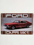 Ford Capri Mk1 Retro Metal Sign | Classic Red Coupe Garage Wall Art Print
