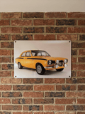 Ford Escort Mk1 Yellow Retro Metal Sign | Classic Car Garage Wall Art Plaque
