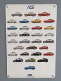 Ford RS Evolution History Retro Metal Sign | Cosworth Car Garage Wall Art Print