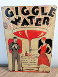 Giggle Water 1920s Theme Art Deco Retro Metal Sign | Cocktail Bar Wall Art