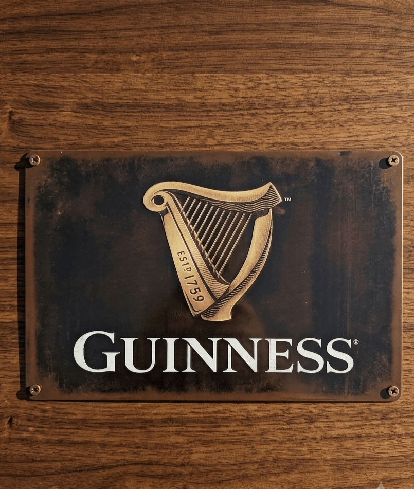 Guinness Gold Harp Retro Metal Sign | Vintage Irish Pub Bar Wall Art Decor