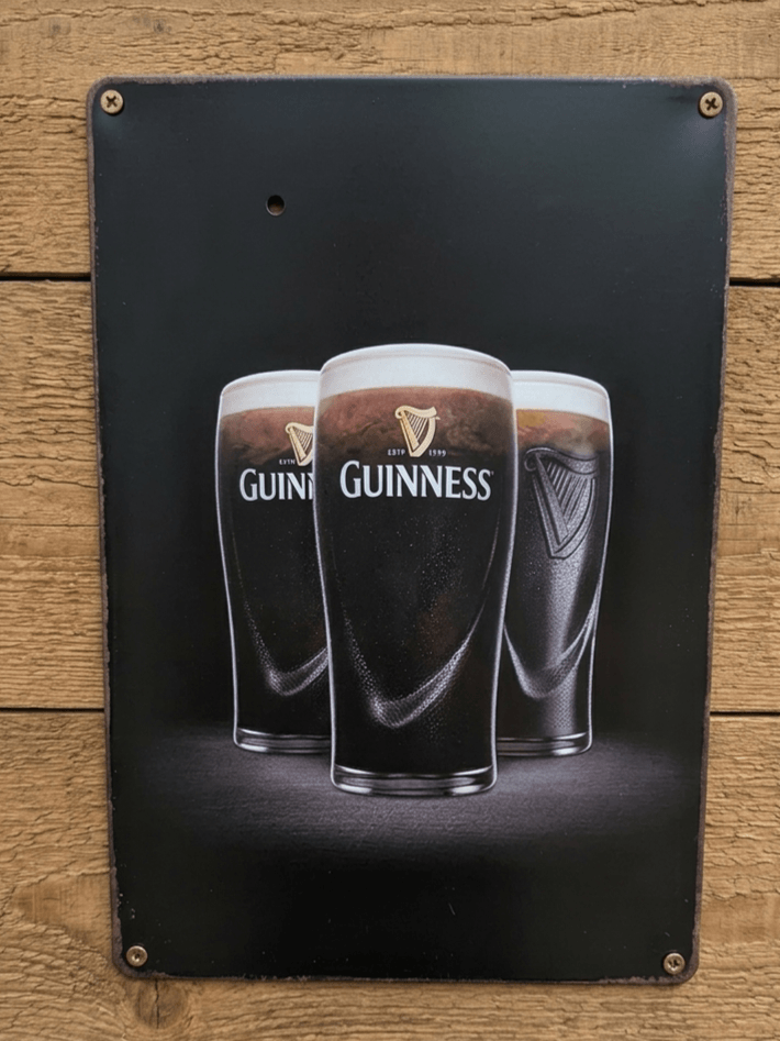Guinness Pints Retro Metal Sign | Vintage Irish Stout Pub Bar Wall Art Decor