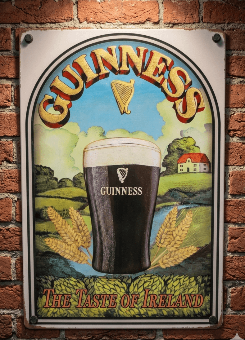 Guinness "The Taste of Ireland" Metal Sign – Retro Stout Beer Wall Art