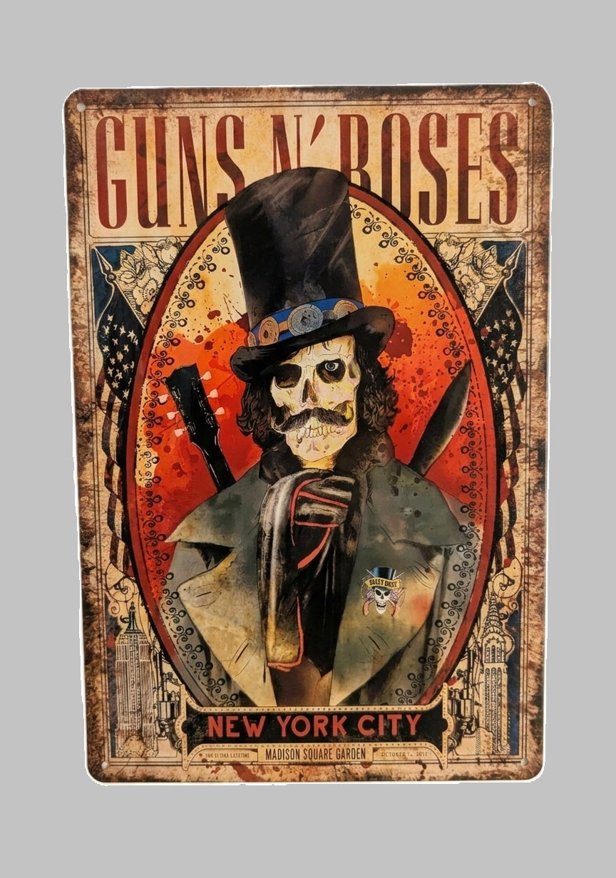 Guns N' Roses A4 Metal Sign – New York City Madison Square Garden Rock Wall Art