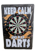 Keep Calm and Play Darts Retro Sign | Pub Game Room Wall Art Decor